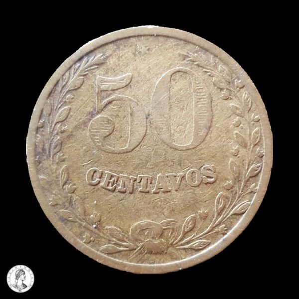 009607r República De Colombia Ficha de Leprosario 1928 50 Centavos