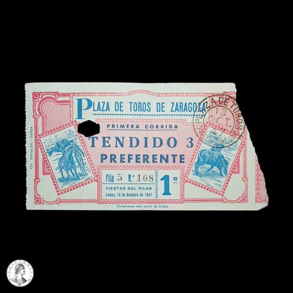 011092a Estado Español Entrada A Plaza De Toros De Zaragoza 1947