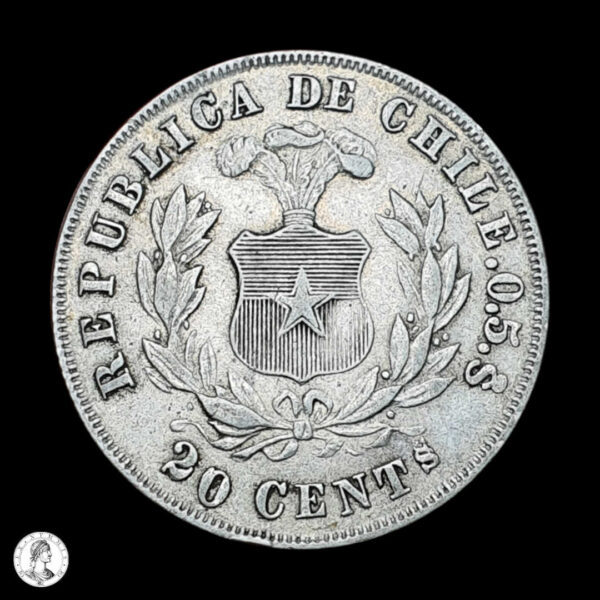 009182r Chile 1881 20 Centavos
