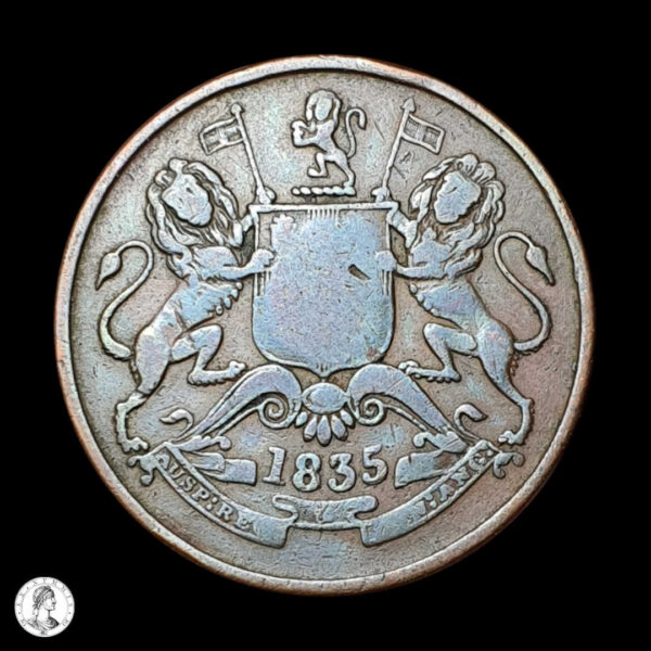 010995a India (Británica) 1835 1/2 Anna