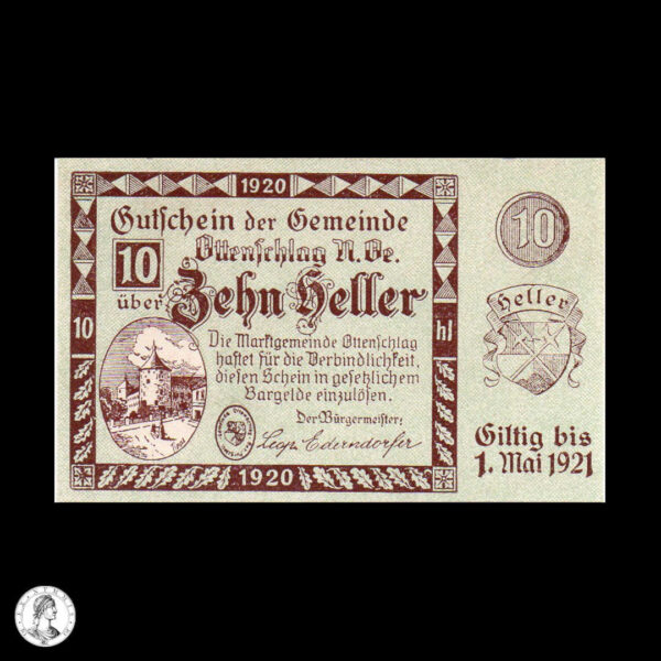 011117a Austria (Ottenschlag) 1920 10 Heller