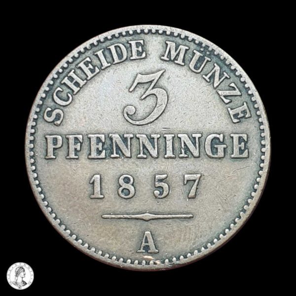 012443a Prusia Federico Guillermo IV (1840-1861) 1857 A 3 Pfennig