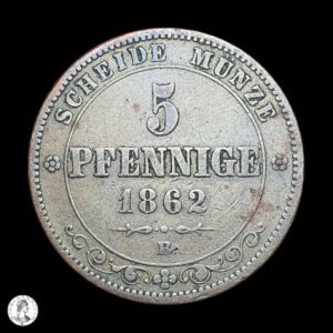 Sajonia Juan I (1854-1873) 1862 B 5 Peniques