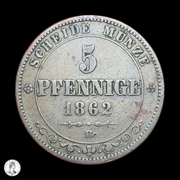 012444r Sajonia Juan I (1854-1873) 1862 B 5 Peniques