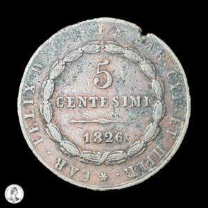 Cerdeña Carlos Félix (1821-1831) 1826 MV-L 5 Centésimos