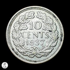 Países Bajos Guillermina (1890-1948) 1937 10 Centavos
