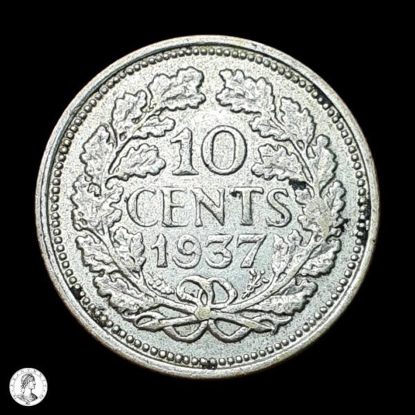 002450r Países Bajos Guillermina (1890-1948) 1937 10 Centavos