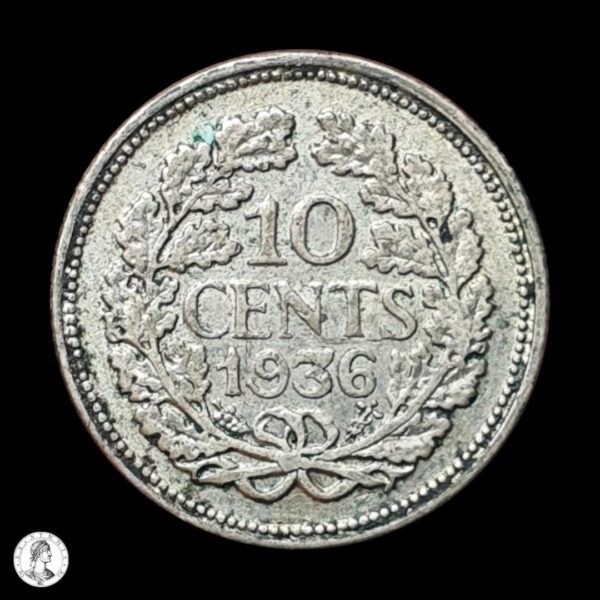 002451r Países Bajos Guillermina (1890-1948) 1936 10 Centavos