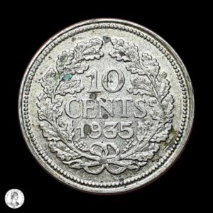 Países Bajos Guillermina (1890-1948) 1935 10 Centavos