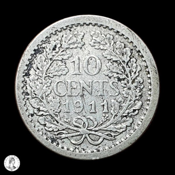 002456r Países Bajos Guillermina (1890-1948) 1911 10 Centavos