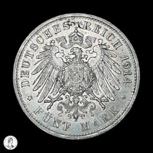 Reino De Prusia Guillermo II (1888-1918) 1914 A 5 Marcos